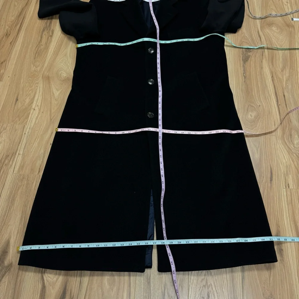 Cezani Black Wool Long Coat Peacoat 44L